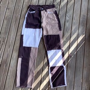 Brown Patchwork Jeans